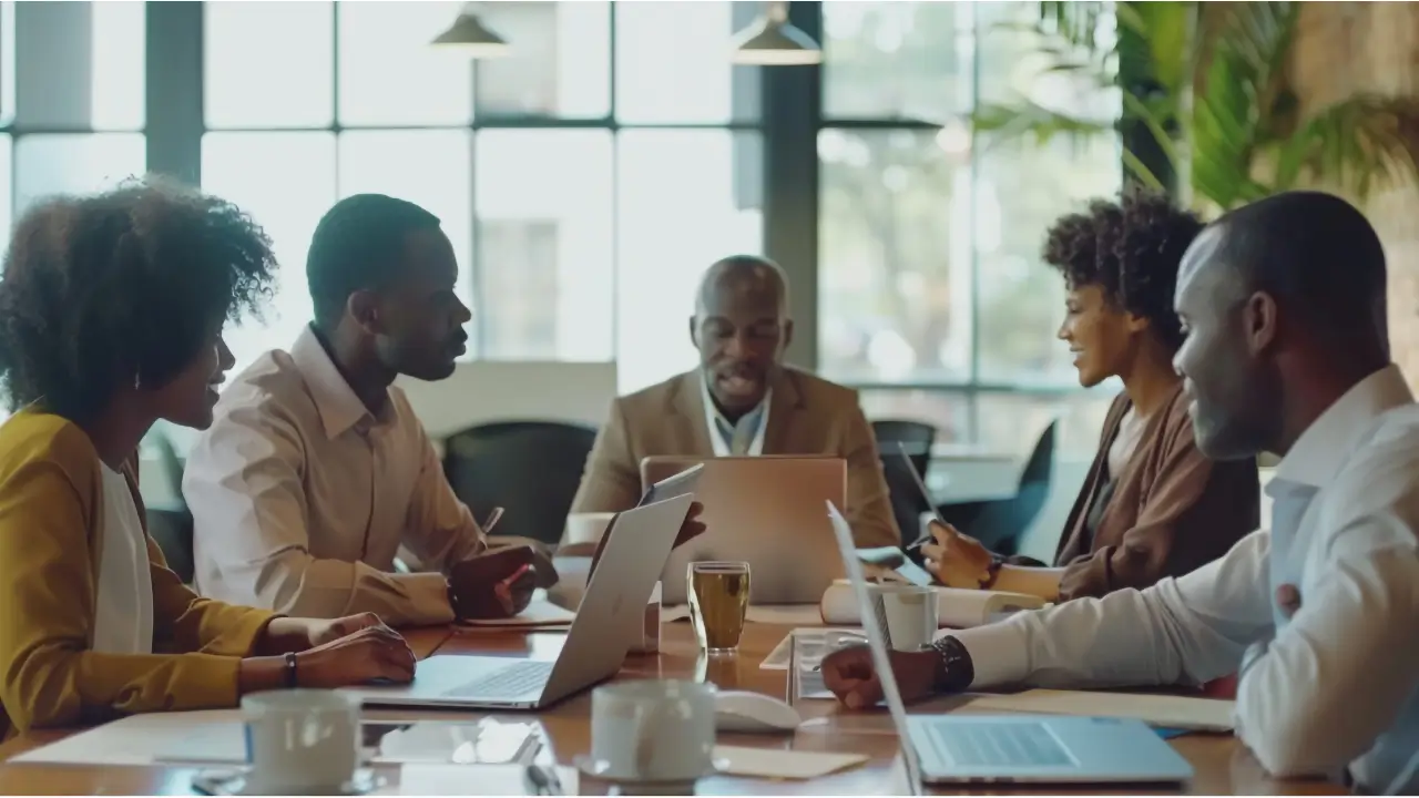 Team collaborating in an office